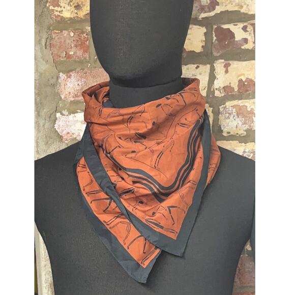 Vintage Scarf - African Dancers - Signed - Brown - 26" x 26" - Picture 4 of 6